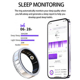 V8 Smart Ring for Women Fitness Ring Diamond Activity Tracker Heart Rate Monitor Sleep Smart Rings Pedometer Calorie Counter Ladies Rings for Women Silver