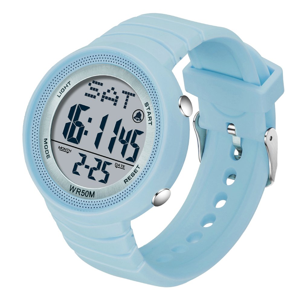 Relojes digitales para mujer con esfera grande, reloj de pulsera deportivo  para exteriores, cronómetro resistente al agua, calendario de alarma